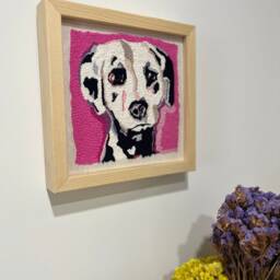 Custom Pet Portrait Framed Canvas Art Handmade Punchwork Wall Hanging - thumbnail 2