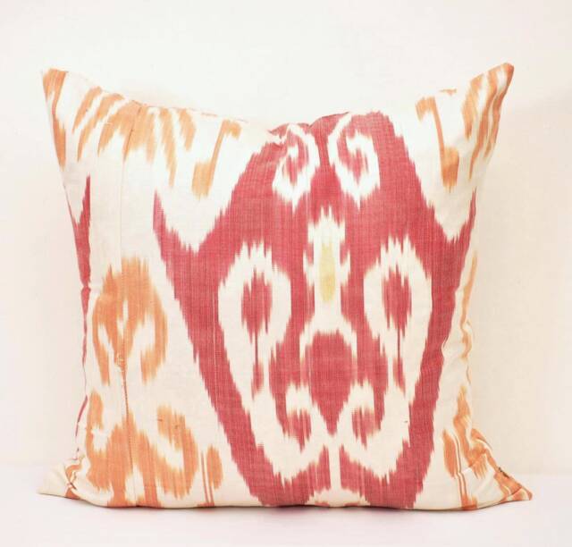 Silk Ikat Pillow Cover, Colorful Handmade Cushion - 20x20 Inch - image 1