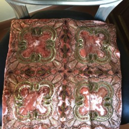 Peach Embroidered Square Pillow Case