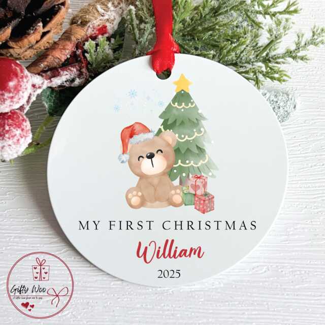 My First Christmas Bauble/Tree Decoration - Gift Personalised Tree New Baby 1st - image 1