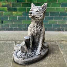 Garden Fox Sculpture Concrete Statue Cement Animal Figurine Sitting Wildlife Ornament Outdoor Garden Decoration Fox Lover Gift Yard Art - thumbnail 1