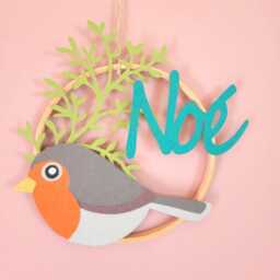 Custom Robin Wall Hanging With Name - Recycled Paper Bird Decor Handmade Nature Personalized Gift For Baby - thumbnail 3