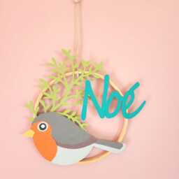 Custom Robin Wall Hanging With Name - Recycled Paper Bird Decor Handmade Nature Personalized Gift For Baby - thumbnail 2