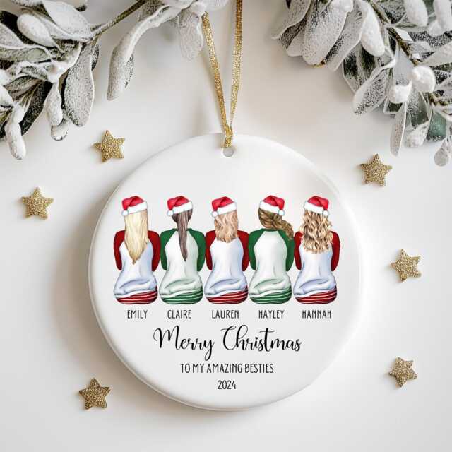 Best Friends Christmas Decoration, Besties Xmas Bauble, Gifts, Group Friendship Gift - image 1