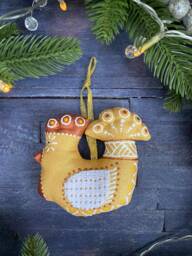 Golden Christmas Rooster Tree Decoration Eco-Friendly Gift Handmade Gift Ukrainian Handmade, Christmas Handmade