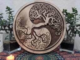 Wood Carved Yin Yang Tree Of Life Wall Art - thumbnail 1