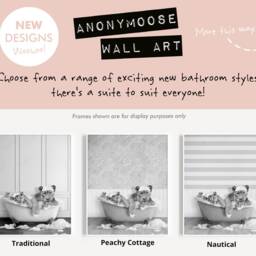 Black & White Lioness With Cub in Bath Tub Print, Lions Bathing, Funny Bathroom Animal Bathtub, Lion Tub, Whimsy - thumbnail 2