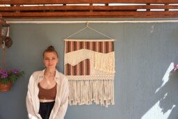 Modern Macrame Wall Hanging, Headboard, Colorful Fiber Art, Woven Hanging Tapestry, Boho Decor - thumbnail 1