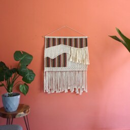 Modern Macrame Wall Hanging, Headboard, Colorful Fiber Art, Woven Hanging Tapestry, Boho Decor - thumbnail 2