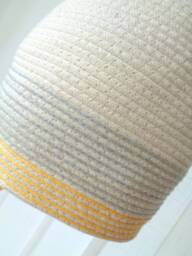 Handmade Cotton Rope Pendant Light, Striped Basket Shade - thumbnail 3