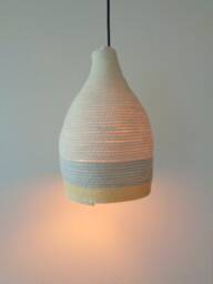 Handmade Cotton Rope Pendant Light, Striped Basket Shade