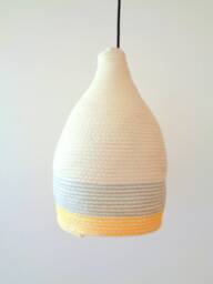 Handmade Cotton Rope Pendant Light, Striped Basket Shade - thumbnail 2