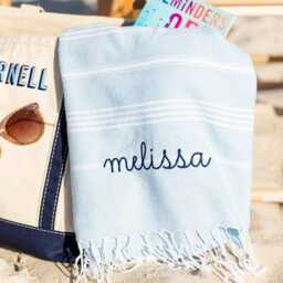 Embroidered Turkish Towel // Personalized Beach Towel, Gift, Bachelorette Party, Bridesmaid Gifts, Party Favor, Gift For Her - thumbnail 2