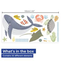 Ocean Wall Decals - Whales, Turtles, Fish, Sea Creatures For Kids Room - Reusable Fabric - thumbnail 4