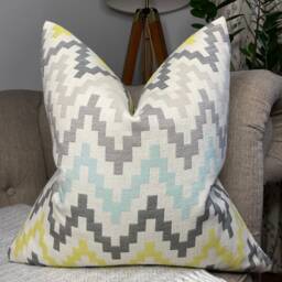 Decorative Cushion Cover - Throw Pillow For Sofa Or Bed, Clarke & Klaudia Chartreuse/Charcoal Fabric, Geometric Design