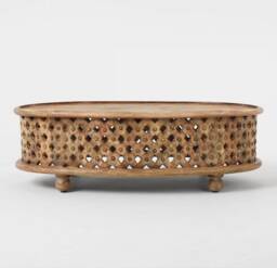 Hand Carved Mango Wood Coffee Table Indian Rosette Design - thumbnail 1