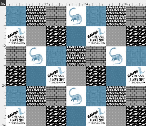 Personalized Baby Blanket-Personalized Dinosaur Minky Blanket-Buffalo Plaid Minky Baby Blanket-Dinosaur Blanket Boy -Faux Quilt - image 1