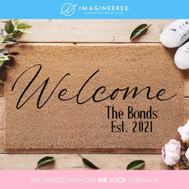 Personalized Welcome Doormat - Family Name Door Mat Custom Rug Housewarming Gift Closing - image 1