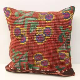 Handmade Kilim Pillow Cover 20x20, Retro Living Room Decor - thumbnail 2