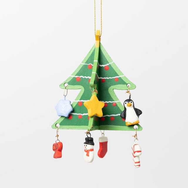Little Decorated Christmas Tree Wood Ornament, Handcrafted Holiday Charm, Handmade Decor - image 1