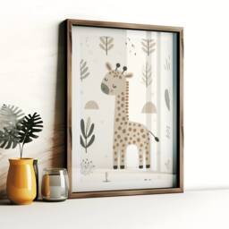 Giraffe Print Set - 3 Scandinavian Style Artwork - Retro Wall Art Scandanavian Design Scandi Animal Pattern Decor Nordic Home Poster - thumbnail 3