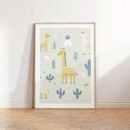 Giraffe Print Set - 3 Scandinavian Style Artwork - Retro Wall Art Scandanavian Design Scandi Animal Pattern Decor Nordic Home Poster - thumbnail 2