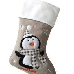 Personalised Silver Penguin Deluxe Christmas Stocking, Personalized Gift, Personalised Grey Stocking - thumbnail 3