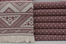 "Turkish Towel, Geometric Desing Towel, Aztec Towel, Burgundy Towel, Double Face Towel, 36""x70"