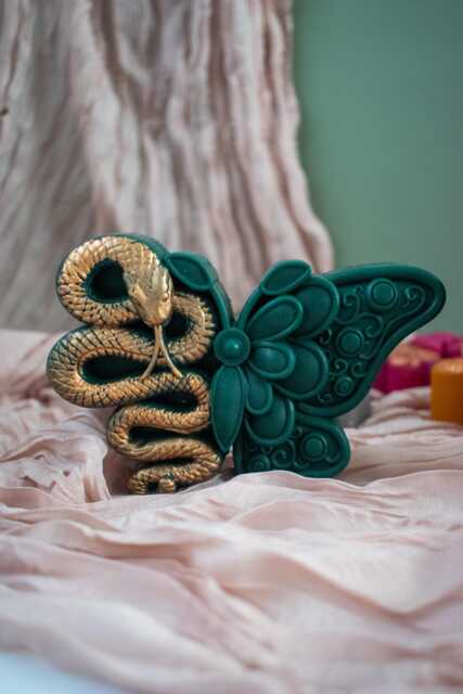 Snake Butterfly Candle Spooky Halloween Decor, Soy Beeswax Blend - image 1