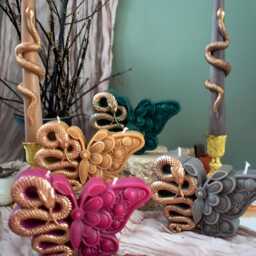 Snake Butterfly Candle Spooky Halloween Decor, Soy Beeswax Blend - thumbnail 3