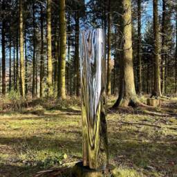 Handmade Chrome Metal Floor Sculpture Modern Garden Art, Stainless Steel Art, Sculpture - thumbnail 2