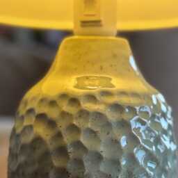 Handmade Turquoise Ceramic Table Lamp - Textured Glaze, Cotton Shade - thumbnail 3