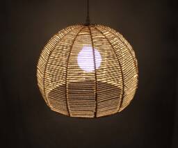 Hand Woven Paper Rope Pendant Light Beige Bell Lampshade - thumbnail 1