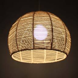 Hand Woven Paper Rope Pendant Light Beige Bell Lampshade - thumbnail 2