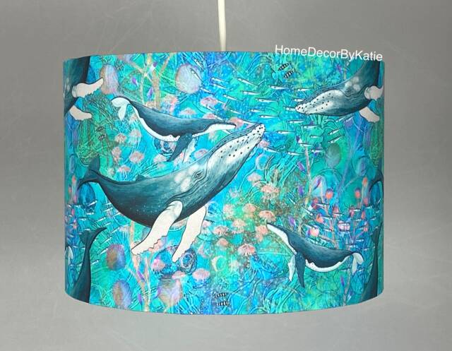 Nautical Lamp Shade Whale Home Decor Ocean Lampshade Table Lamp - image 1