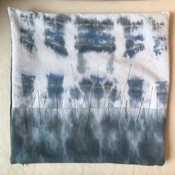 Blue & Grey Hand Dyed White Denim With Stitch Detail, Style 1 - thumbnail 3