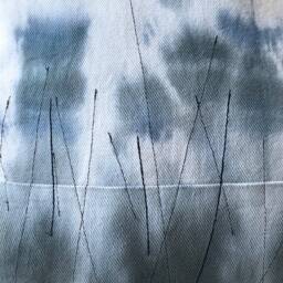 Blue & Grey Hand Dyed White Denim With Stitch Detail, Style 1 - thumbnail 2