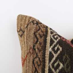 Vintage Turkish Kilim Pillow Cover, Wool Bohemian Cushion - 20''x20'' - thumbnail 2