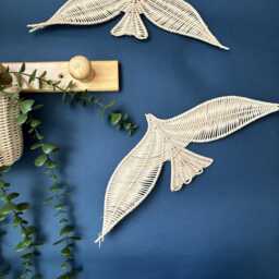 Rattan Swallow Bird Wall Decor, Boho Nursery Hanging - thumbnail 3