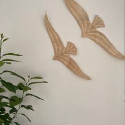 Rattan Swallow Bird Wall Decor, Boho Nursery Hanging - thumbnail 2
