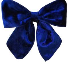 Luxury Royal Blue 5.5 Inch Wide Velvet Tie On Christmas Tree Bows 1, 3 Or 5 Packs - thumbnail 2