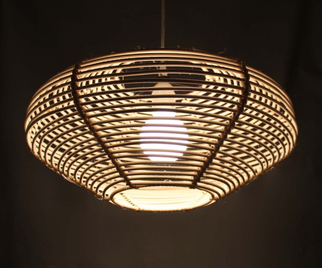 "Handwoven Rattan Pendant Light , Oval-Shaped Ceiling Lamp, Lampshade Size W17"" X H8.7" - image 1