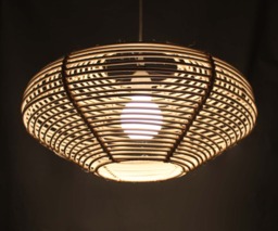 "Handwoven Rattan Pendant Light , Oval-Shaped Ceiling Lamp, Lampshade Size W17"" X H8.7"