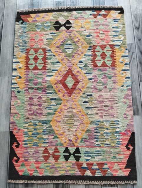 Kilim Rug Multicolour, Handmade Artisan Afghan Turkish Persian Qashqai Navajo Bohemian Natural Wool Flatweave 123x83 cm - image 1
