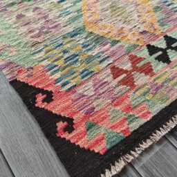 Kilim Rug Multicolour, Handmade Artisan Afghan Turkish Persian Qashqai Navajo Bohemian Natural Wool Flatweave 123x83 cm - thumbnail 2
