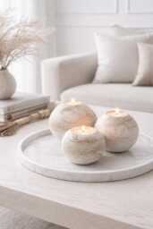 Marbled Tea Light Sphere Candle Holder Handmade Ceramic Gift