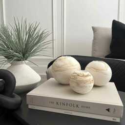 Marbled Tea Light Sphere Candle Holder Handmade Ceramic Gift - thumbnail 4