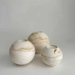 Marbled Tea Light Sphere Candle Holder Handmade Ceramic Gift - thumbnail 3