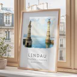 Lindau Travel Print, Germany Poster, Lake Constance, Bavariatravel Bodensee Souvenir, Print Gifts, Wall Art - thumbnail 3