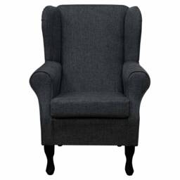 Charcoal Wingback Armchair - British Handmade & Upholstered Luxury Atlanta Fireside Accent Chair Made To Order - thumbnail 2